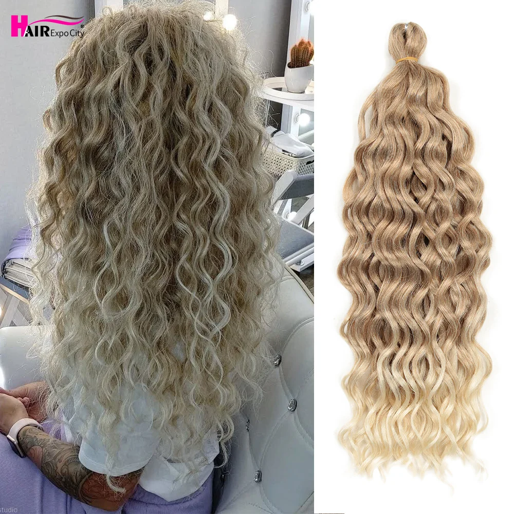 aliexpress.com - 18-24 Inch Ocean Wave Crochet Braid Hair Hawaii Afro Curls Natural Synthetic Braiding Hair Extensions Pink 613 Hair Expo City