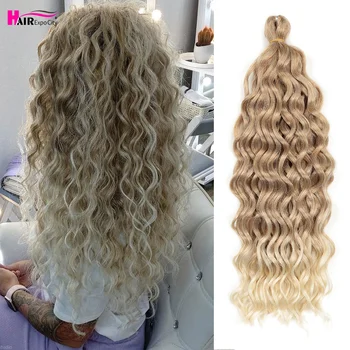 18-24 Inch Ocean Wave Crochet Braid Hair Hawaii Afro Curls Natural Synthetic Braiding Hair Extensions Pink 613 Hair Expo City 1