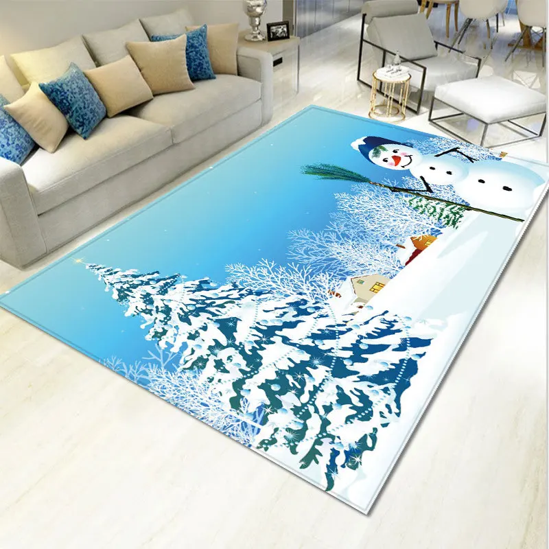 Fashion 3D Christmas party Area Rugs Xmas Garland Tree Snowman Elk printing Carpets for Living room bedroom new Year decoration - Цвет: SD580