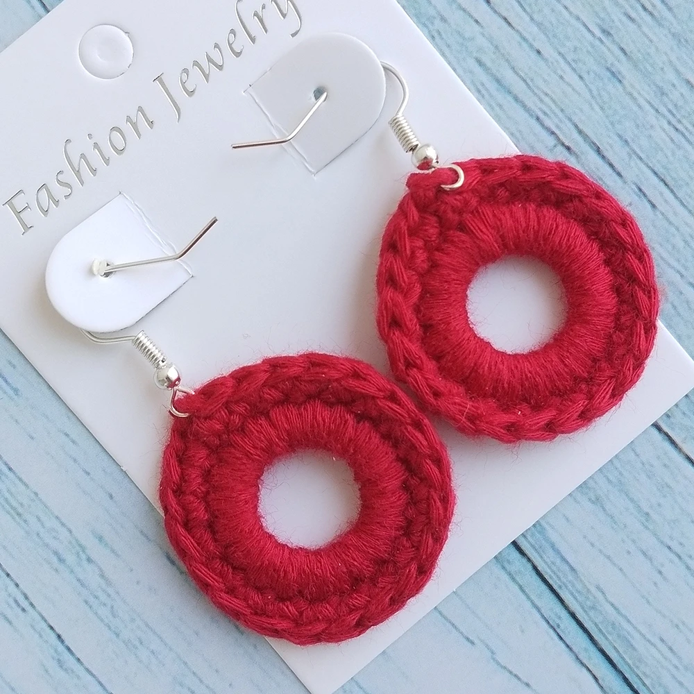 Pendientes colgantes redondos de colores del Arcoíris para mujer, joyería de ganchillo hecha a mano, 20% de descuento, 100%|Pendientes forma de gota| - AliExpress