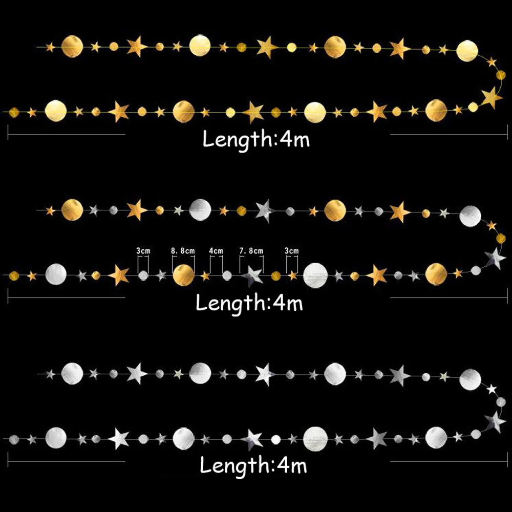 4 м Золотая Серебряная Звезда круг декоративная бумага для вечеринок гирлянды Свадебный экран Декор день рождения принадлежности для