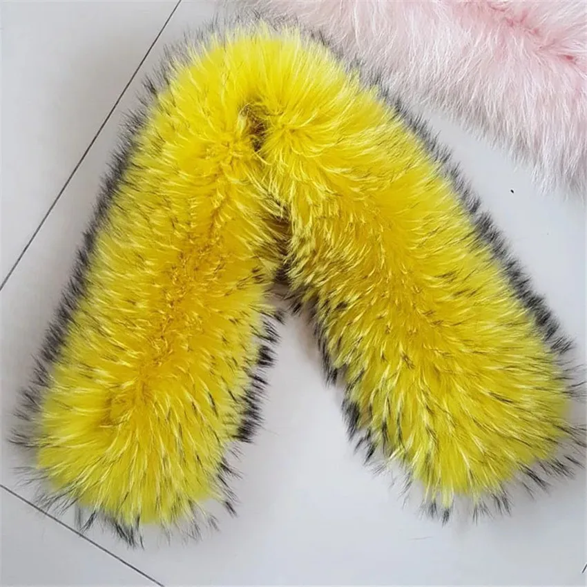 yellow Новое модное зимнее пальто Женская Толстая теплая шаль воротник из меха енота шарф воротник теплый воротник из натурального меха шарф - Цвет: yellow
