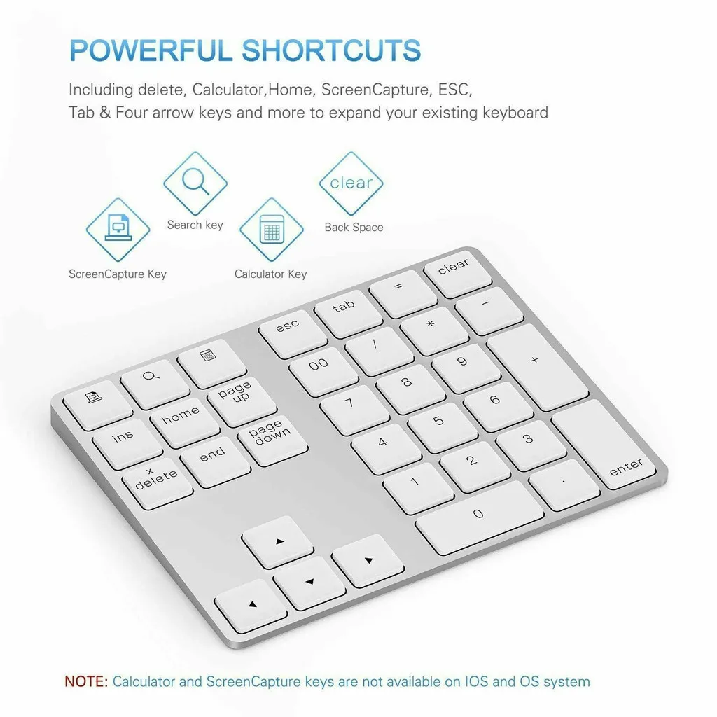 New Mini Keyboard Wireless Bluetooth Type C Receiver 34 Keys 2.4G For Laptop/Tablet Rechargeable wireless business keypad|Клавиатуры| |
