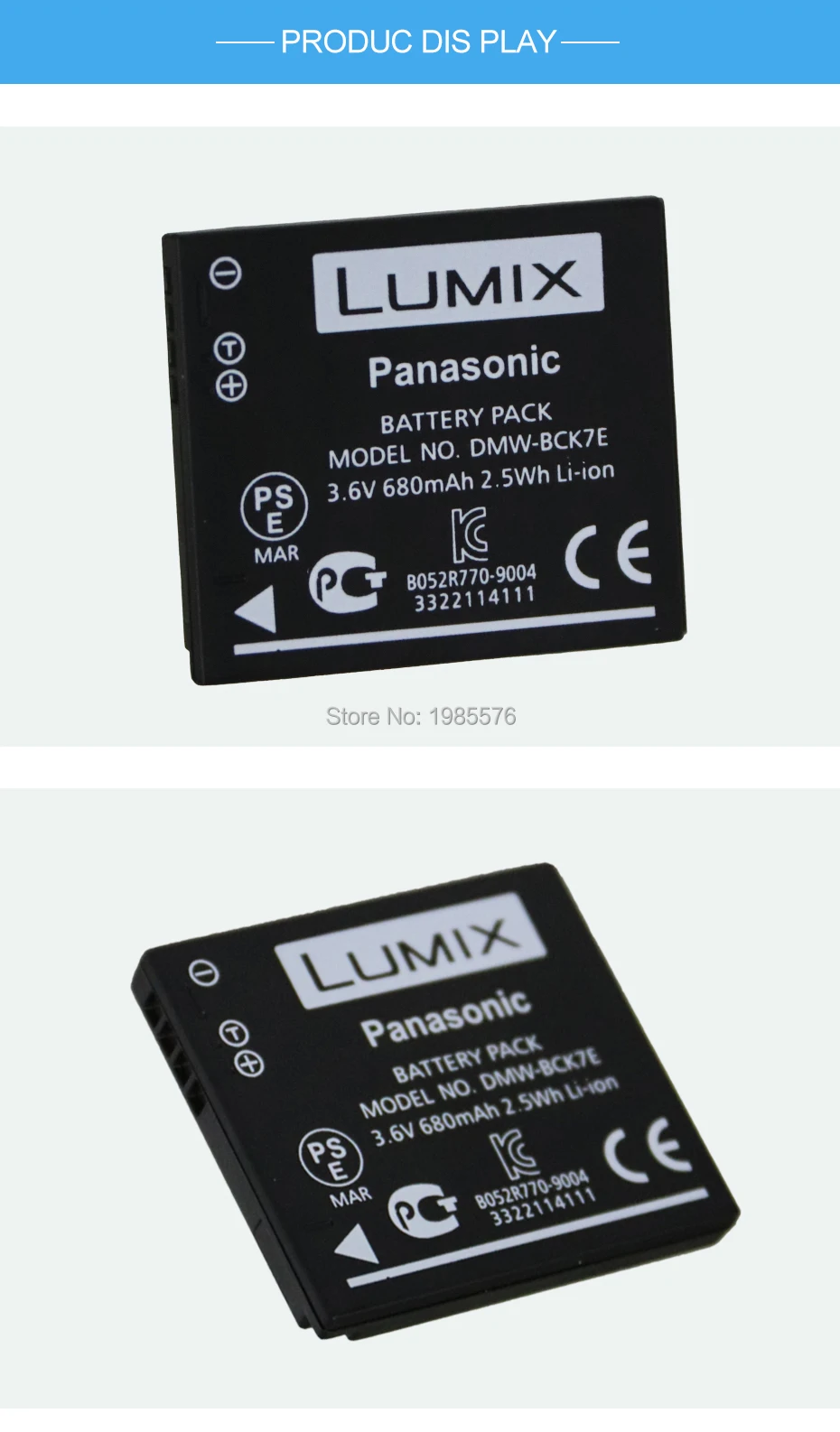 Комплект из 2 предметов Panasonic DMW-BCK7E DMW-BCK7 BCK7E BCK7 NCA-YN101G Камера Батарея Lumix DMC-FH2 DMC-FH4 DMC-FH5 с DE-A92 зарядное устройство