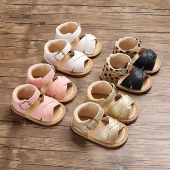 

Female baby spring and autumn 0-1 years old solid color cross straps rubber bottom non-slip baby toddler shoes