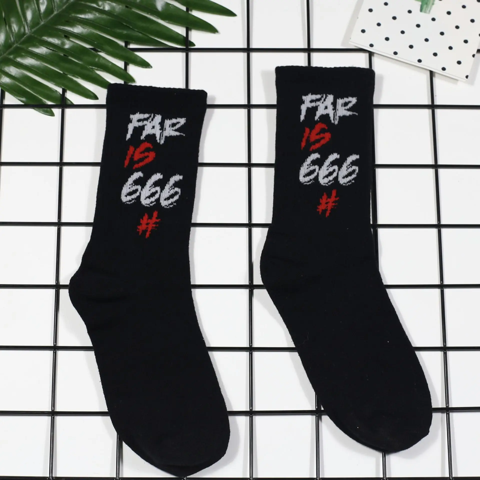 666 European And American Streets Fashion Socks Men And Women Thigh High Socks Harajuku Sports Long Socks Popular Brand Lettered