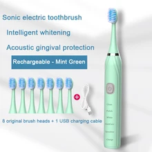 

Sonic Electric Toothbrushes for Adults Kids Smart Timer Rechargeable Whitening Electric Toothbrush With 3-8 Brush Heads
