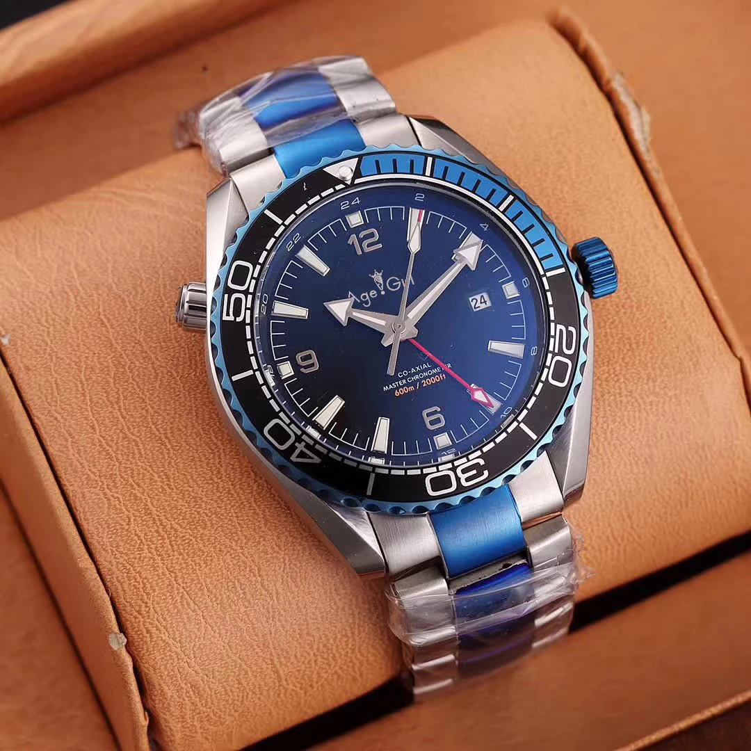 6 Роскошные Брендовые мужские автоматические механические GMT водонепроницаемые серебристые, синие, красные, оранжевые, черные Профессиональные Часы из нержавеющей стали AAA - Цвет: 6