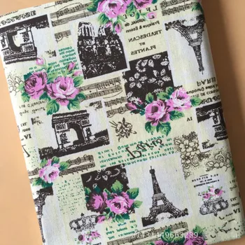 

Printed Tower Cotton Linen Fabric Curtain tablecloth Cotton Cloth For DIY Quilting & Sewing Placemat,Bags Material