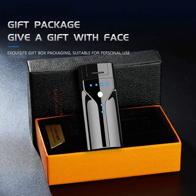 

New Push Button Power Display Double Arc Lighter High Power Windproof Arc Usb Rechargeable Lighters Gift Smoking Accessories