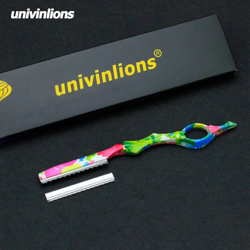 Univinlions красочные волосы прореживающая бритва лезвие прямой Парикмахерская бритва резак для волос нож для подрезки волос тоньше палочка бритва парикмахерские