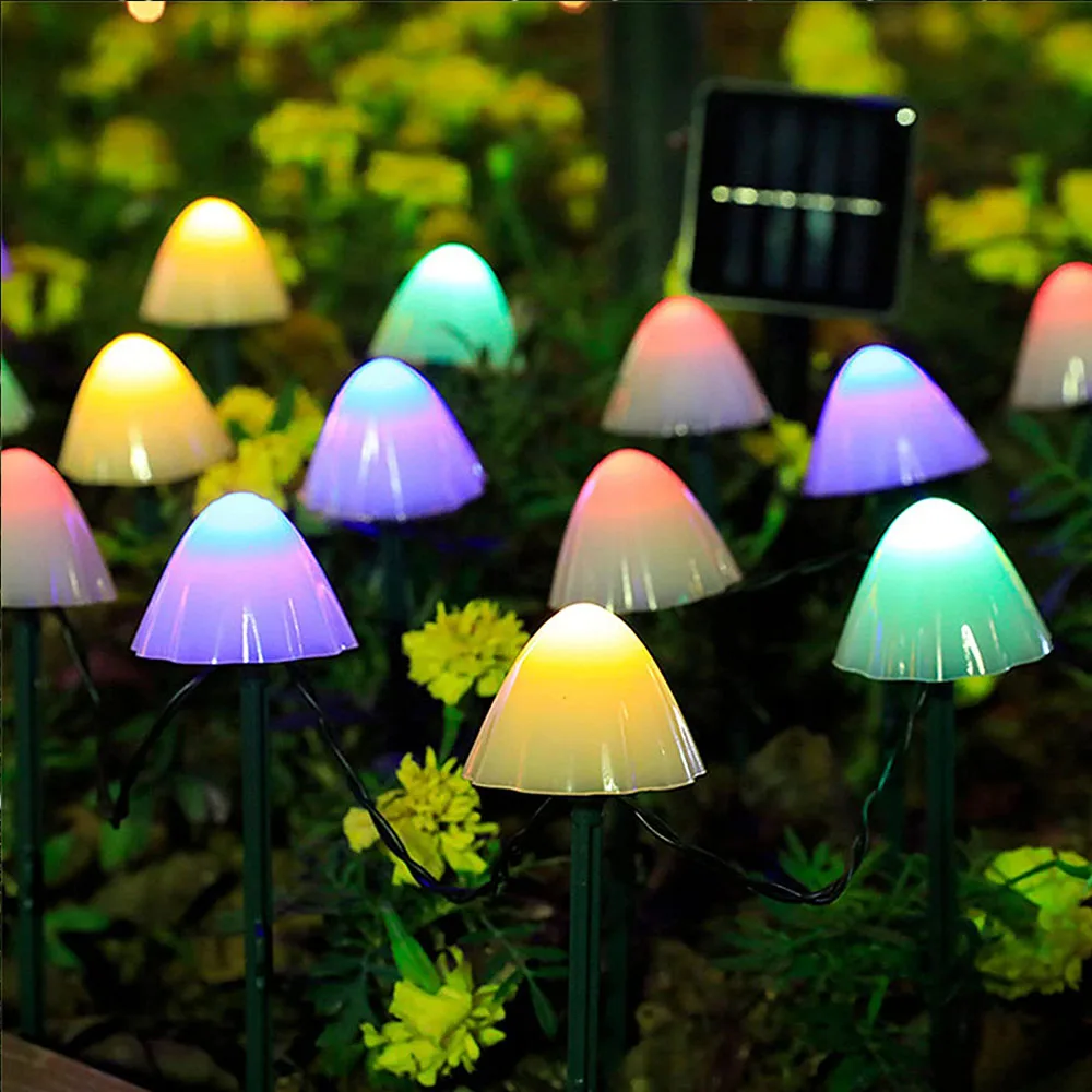 solar bulb 10/20/30 LED Solar Mushroom String Lights Outdoor Waterproof Fairy Light for Yard Garden Patio Wedding Christmas Decoration outdoor solar lights for house