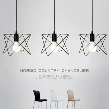 

Pendant Light Pendant Lamp Iron Pendant Light Fashion Romantic Dreamlike E27 Black Scandinavian Minimalist Dinning Room