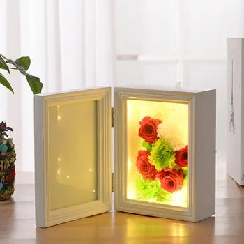 

Photo Frame Valentine'S Day Solid Wood 7 Inch LED Eternal Flower Frame DIY Light Flower Box Home Decoration Ornaments #YL10