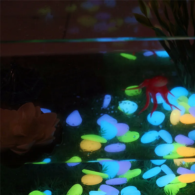 50Pcs Pebbles Glow Stones Rocks Glow in the Dark for Aquarium Fish Tank Garden Walkways Lawn Yard Ornaments Luminous Stones10