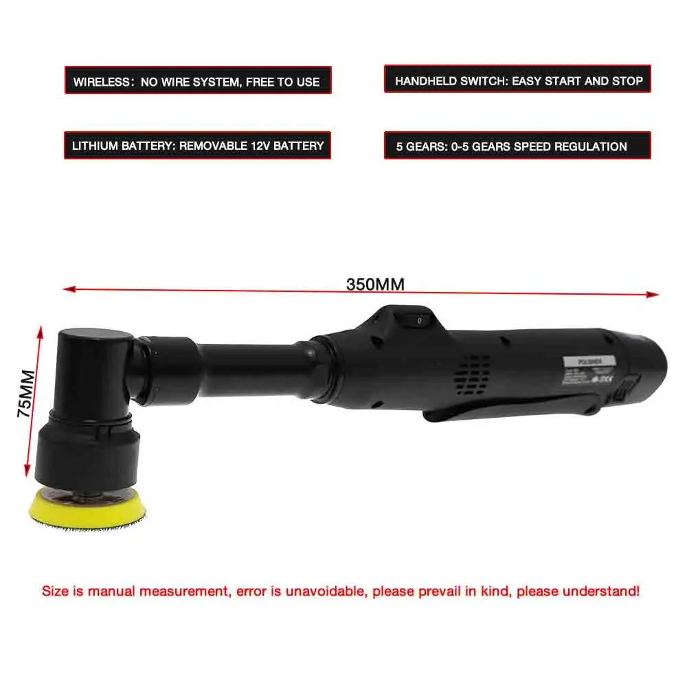 Car Polishing Machine Mini 12V Wireless Rotating Electric Micro Dual Action RO/DA Detail Waxing Tool Set