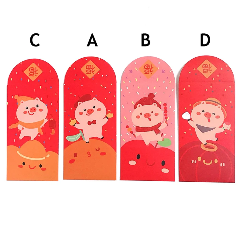 10Pcs/Set Pig Design Red Packet Red Envelope Birthday Gift Envelope Storage Escolar