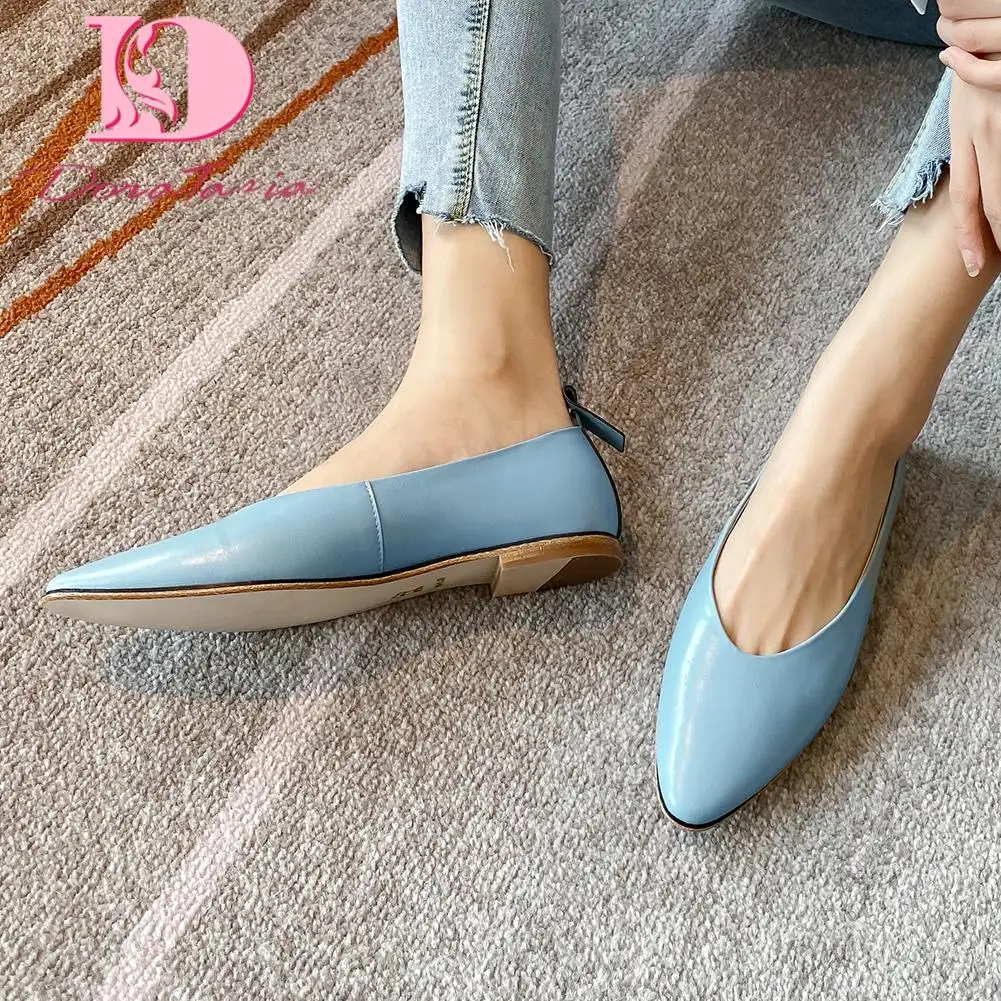 

Doratasia 2020 New Design Genuine Cow Leather Pointed Toe Casual Shoes Woman Flats Shallow Slip On Leisure Flats Women Shoes