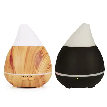 

250ml Water Drop Shape Essential Oil Diffuser Curved Nozzle Wood Grain Ultrasonic Aromatherapy Humidifier with 7 Color Lights