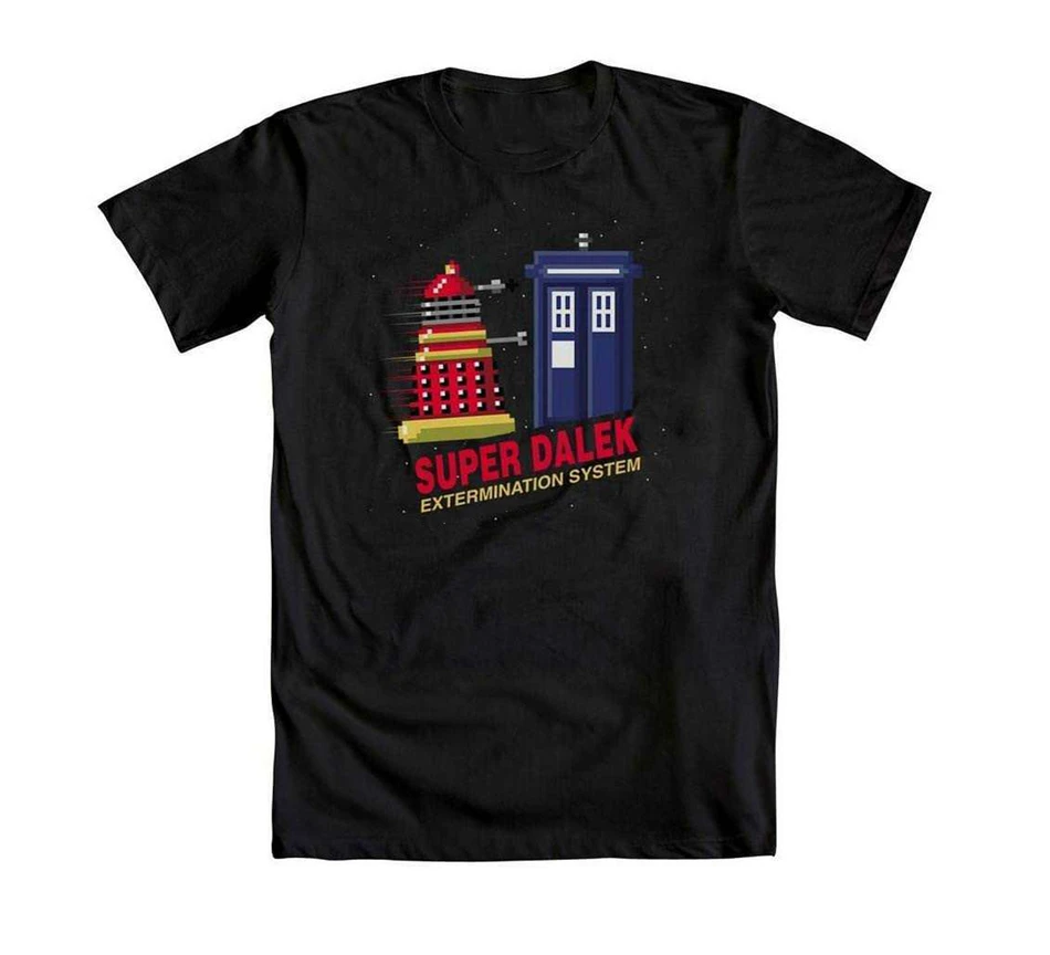 Мужская черная футболка Doctor Who Super Dalek Extermination system Homme по индивидуальному заказу |