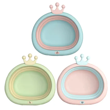

2Pcs Baby Foldable Bath Folding Basin Silicone Bathtub Portable Children Washing Face Foot Tubs Collapsible Thicken Washbasin