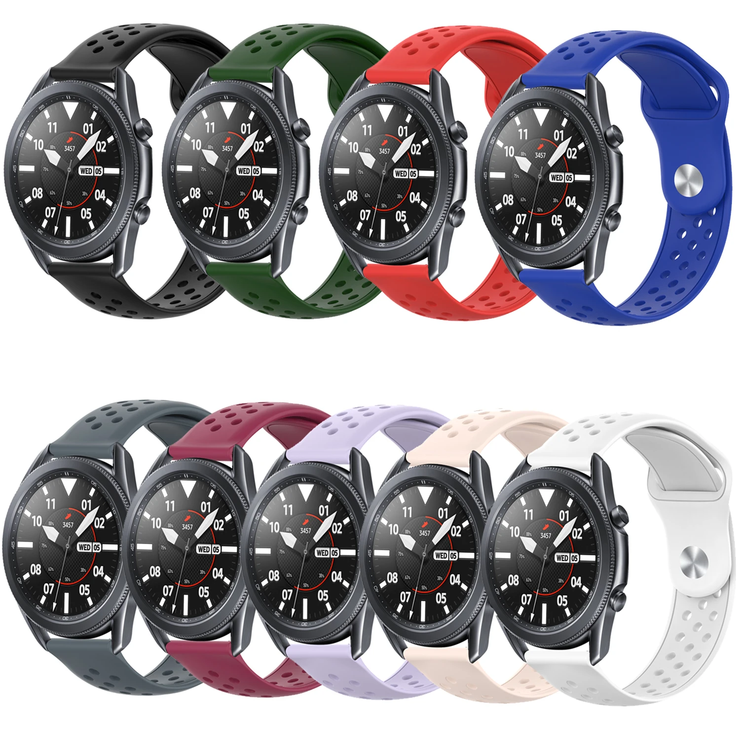 

Breathable Rubber Band for Samsung Galaxy Watch 3 45mm 41mm Sport Strap Silicone Bracelet