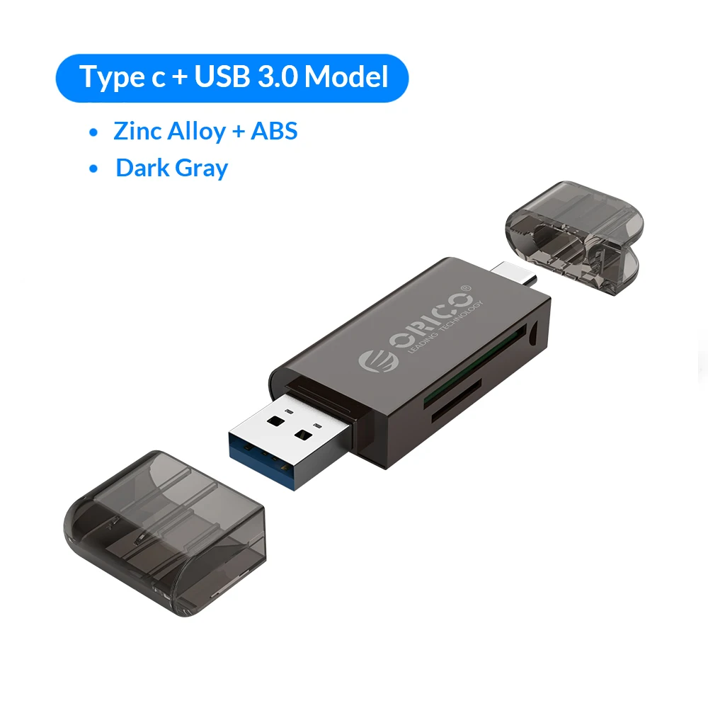 Dark Gray ORICO кард-ридер USB 3,0 2 в 1 SD/Micro SD TF OTG Smart memory type C кард-ридер высокоскоростной адаптер для ПК компьютера ноутбука - Цвет: Dark Gray