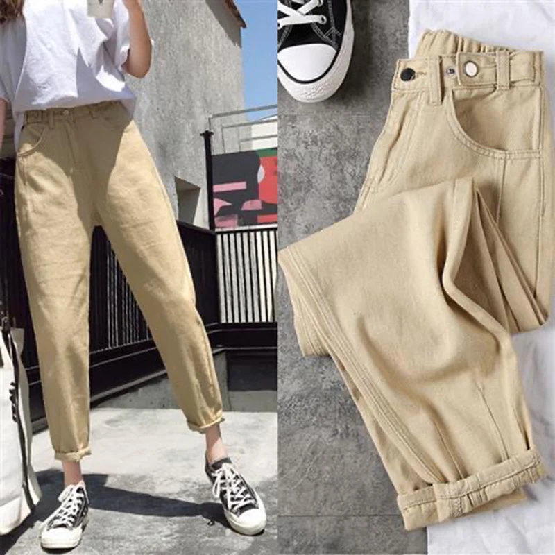 2020 New Women Streetwear Pleated Harem Jeans High Waist Loose Slouchy Jeans Pockets Boyfriend Pants Casual Ladies Denim pants 2020 New Women Streetwear Pleated Harem Jeans High Waist Loose Slouchy Jeans Pockets Boyfriend Pants Casual Ladies Denim pants