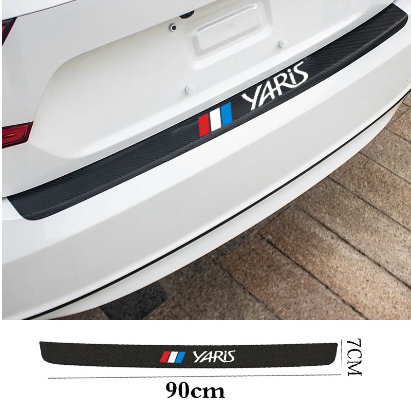 

For Toyota Yaris 2001 2006 2007 2008 2017 2018 Carbon Fiber Car Rear Bumper Trunk Guard Plate Film Protected Leather Stickers