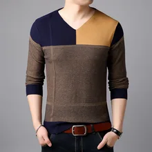 Брендовая одежда, осенний свитер, модный Мужской Повседневный пуловер с v-образным вырезом, мужской теплый приталенный свитер с длинным рукавом, мужские вязаные свитера, S-3XL