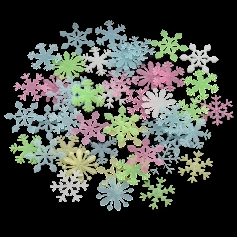 50Pcs Luminous Snowflake Wall Stickers Glow In The Dark Decal For Kids Baby Rooms Bedroom Christmas Home Decoration