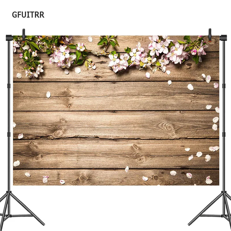 GFUITRR Rustic Wood Flowers Photography Backdrop Birthday Party Baby Shower Wedding Photo Background 7X5FT Vinyl Props | Электроника