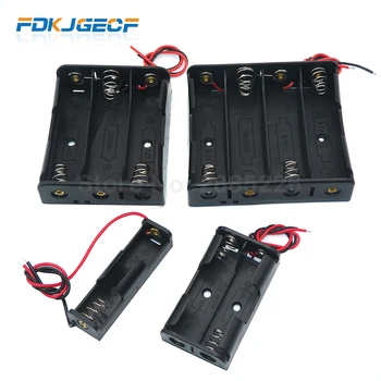 

Black Plastic 1x 2x 3x 4x 18650 Battery Storage Box Case 1 2 3 4 Slot Way DIY Batteries Clip Holder Container With Wire Lead Pin