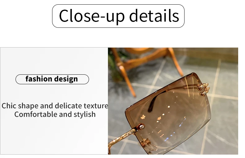 Square Frameless Clip Shades For Women Wholesale Retro Vintage Designer Fashion Sunglasses For Women And Man Alloy Golden Car best sunglasses for big nose