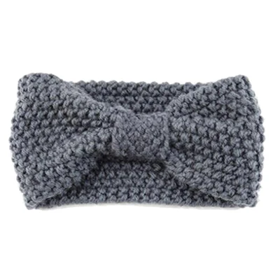 C-Dark gray Зимняя теплая Ушная вязаная головная повязка тюрбан для Леди Женский вязаный бантик широкая эластичная повязка для головы головной убор аксессуары для волос - Цвет: C-Dark gray