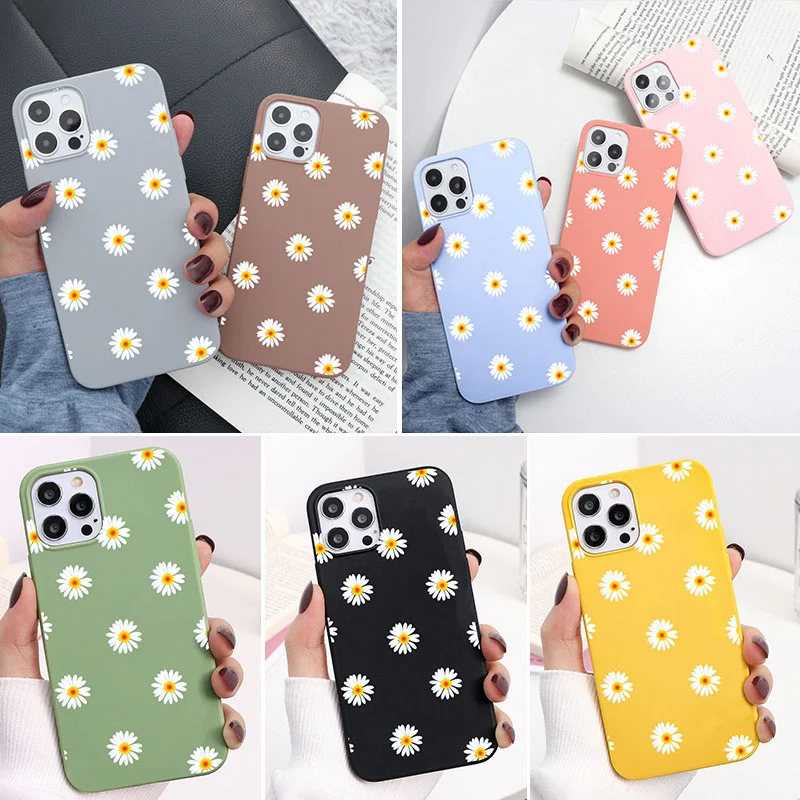 Мягкие ТПУ чехлы Daisy для Samsung S21 Ultra A41 A02S A8 S20 FE Lite A30 M31 M51 A91 S8 Plus S7 Edge Note 20 10 8 9 чехол