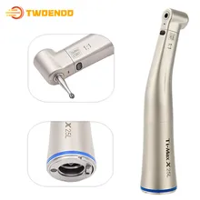 Dental 1:1 Fiber Optic Low Speed Contra Angle Handpiece Push Button LED Ti-Max X25L Blue Ring Air Turbine
