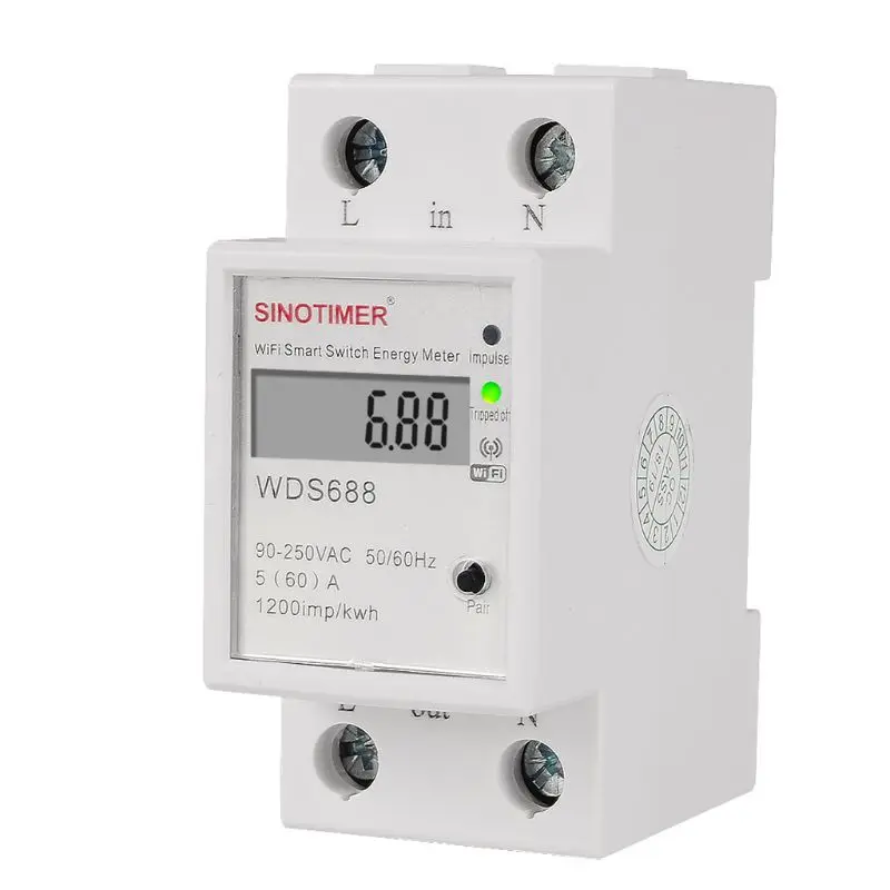 Wi Fi din рейка AC 90 250 В Амперметр Вольтметр счетчик энергии однофазный умный ЖК
