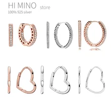 2020 New Free Shipping Authentic 925 Sterling Silver Asymmetrical Heart Hoop Earrings For European Women DIY Jewelry Earring