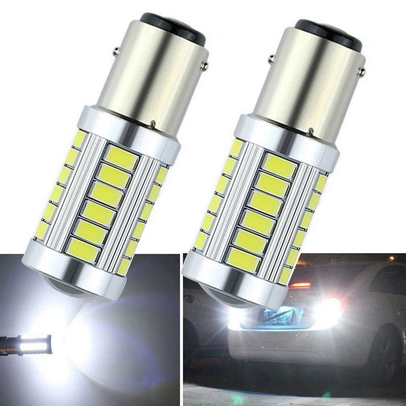 

2 Pcs Car 12V LED Light Bulbs Turn Signal Reverse Light 33 SMD White Tail Stop Brake Light Super Bright LED Bulb