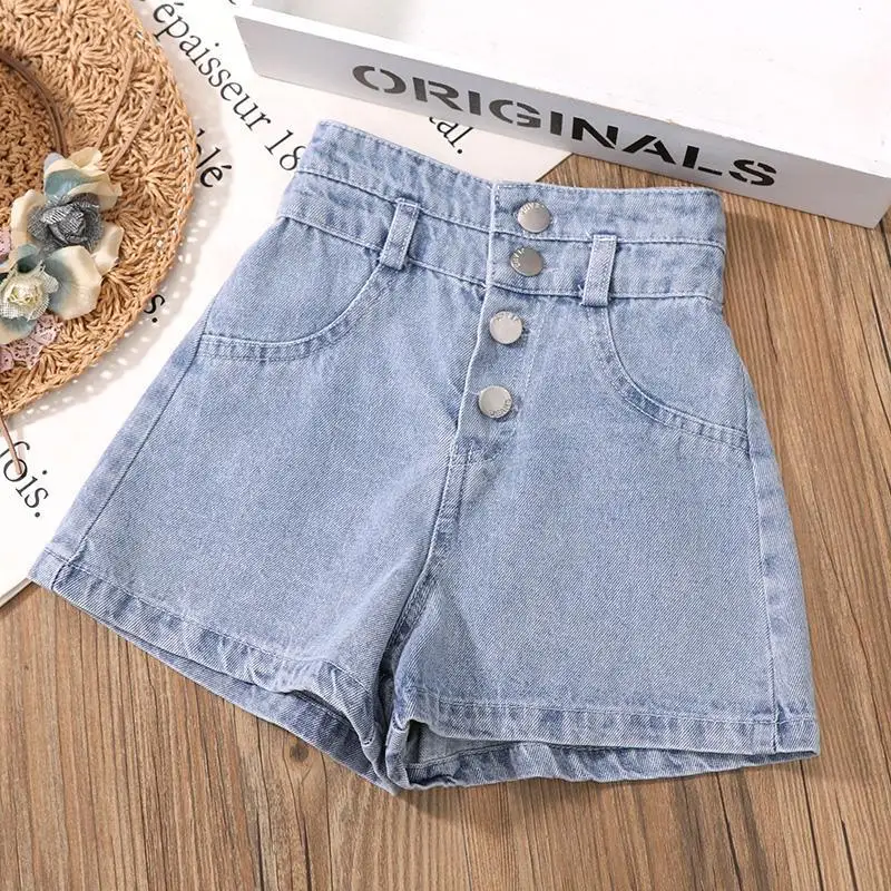 Kids T Shirt Set Girls Summer Crop Tops T-shirt + Denim shorts 2pcs