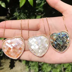 2019 Горячая 3 цвета сердце подвеска из морской раковины ожерелье многоцветный AAA кубический цирконий модное ожерелье s для женщин ювелирные