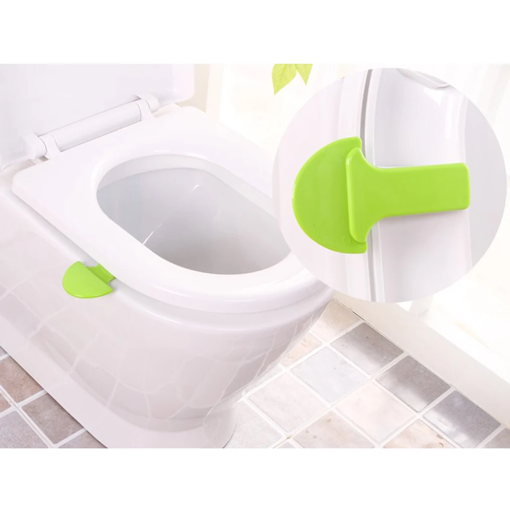 2 Pieces Plastic Avoid Touching Self Adhesive Sanitary Toilet Seat Cover Lifter Lower Lid Handle Holder for Bathroom Home Hotel