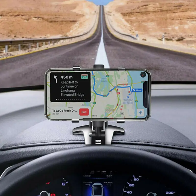 Mount Car Mobile phone holder Adjustable Angle Black Clip On Dashboard