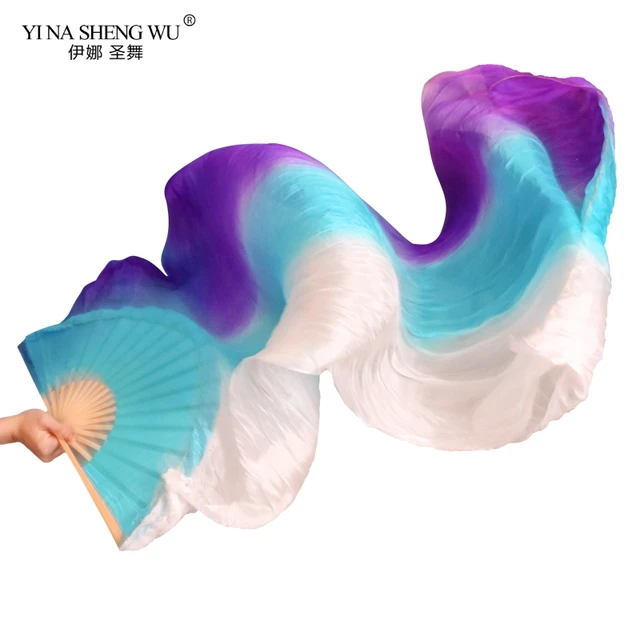 1 Piece Imitation Silk Colorful Belly Dance Fan Handmade Fan For Kids/Women Bellydance Long Fan Chinese Dance Fan Veil 22 Colors Color 16