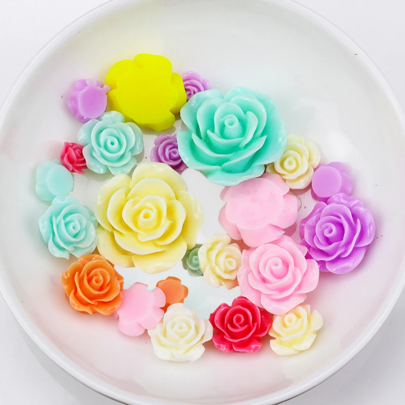 

Resin Flowers Mini Rose Flower Pattern Flatback Resin Cabochons Scrapbook Craft DIY Embellishments Decor Headwear