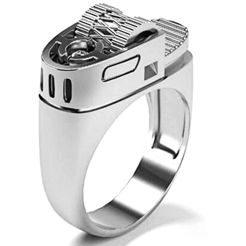 

2021 New Arrival Cool Style Biker Silver Polishing Silver Plated Ring Hot Men Ring Cigarette Lighter Fashion Cool Ring