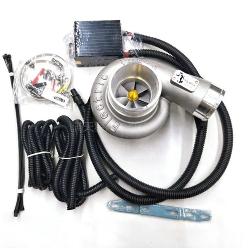 

Universal 12V Electric Turbo Supercharger Kit Thrust Electric Turbocharger Air Filter Intake for car improve speed