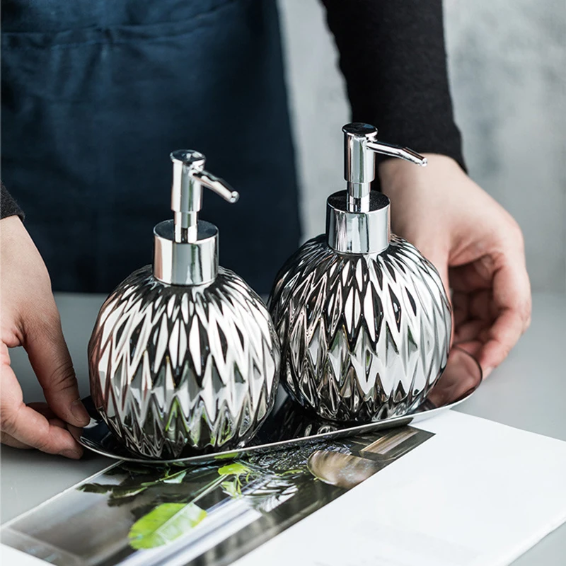 Ceramic Electroplating Lotion Bottle Shower Gel Shampoo Soap Dispenser