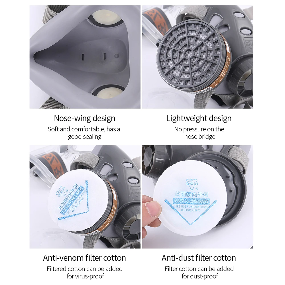 

Hot 308 Series 5 in 1 Suit Dust Anti-venom Face Mask Chemical Pesticides Filter Tool Protective Mask Anti-Dust Respirator Mask